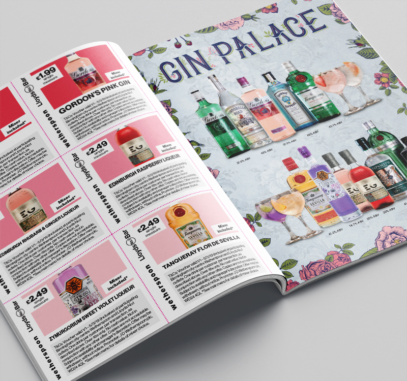 wetherspoon gin leaflet open retail design solutions